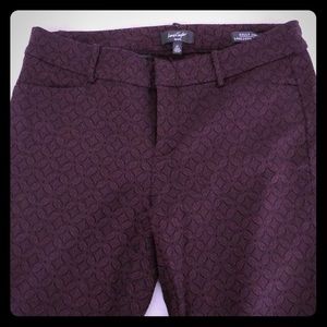 Purple patterned cropped slacks